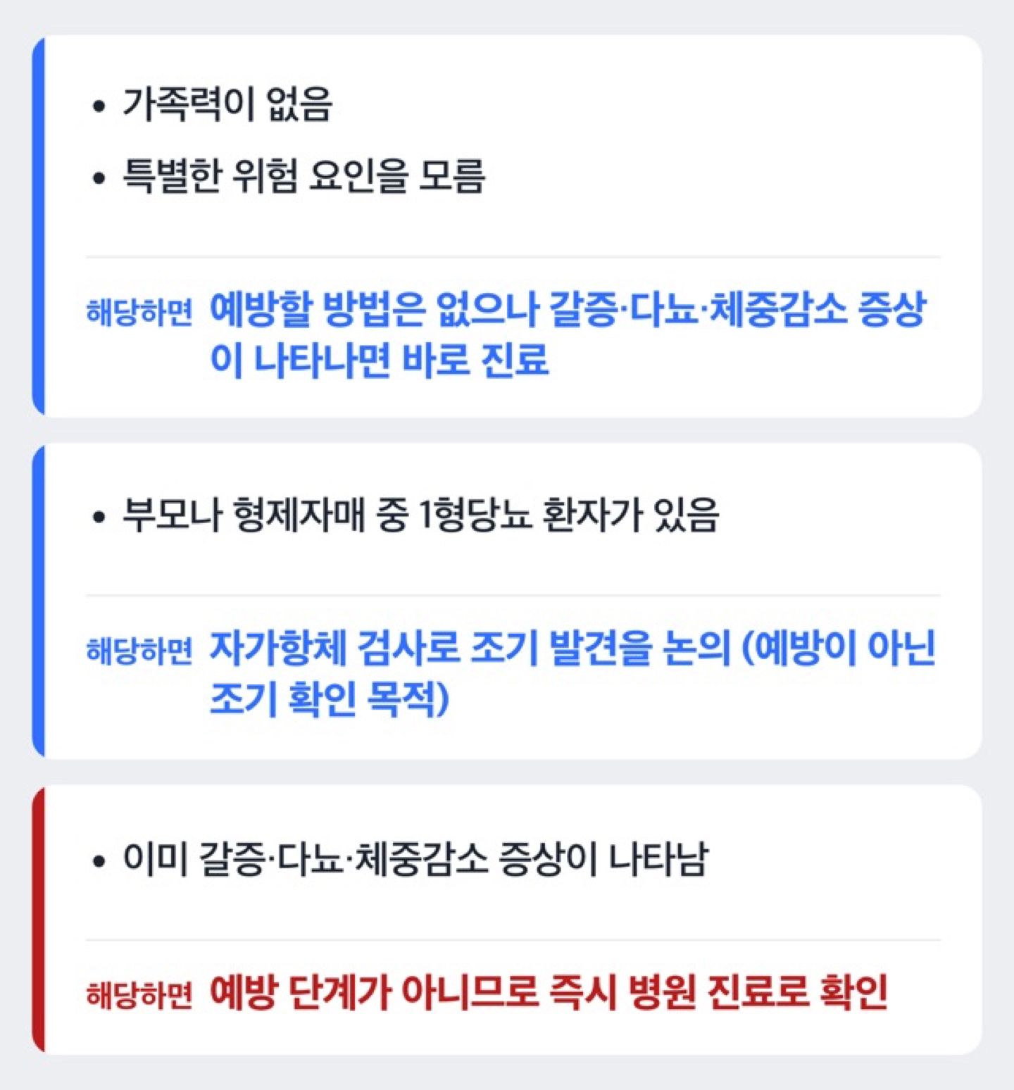 1형당뇨 원인과 예방 가능 여부를 확인하는 흐름도