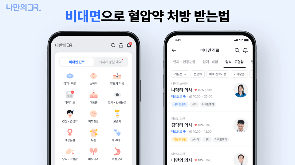 나만의닥터에서 비대면으로 혈압약 처방 받는법