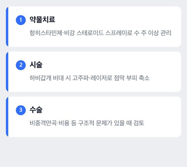 만성비염 치료 단계 도해