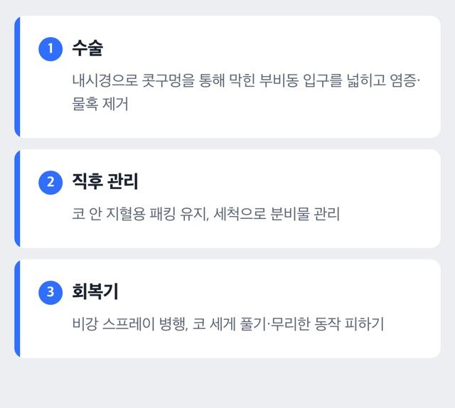 축농증 수술 과정 도해