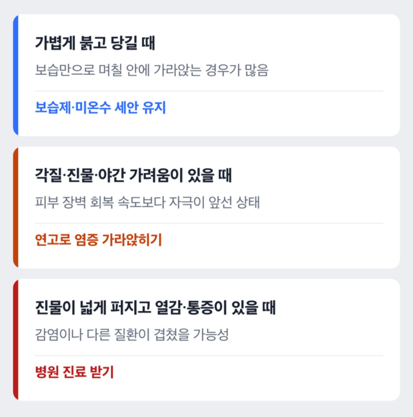 피부트러블 연고가 필요한 단계 판단 도해