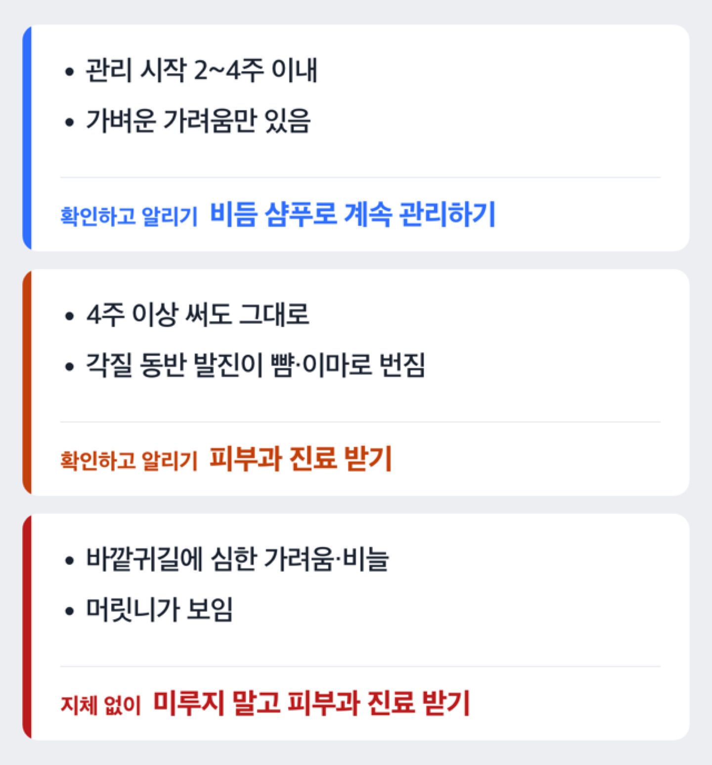 지켜봐도 되는 경우와 병원에 가야 하는 신호를 가르는 분기 도해