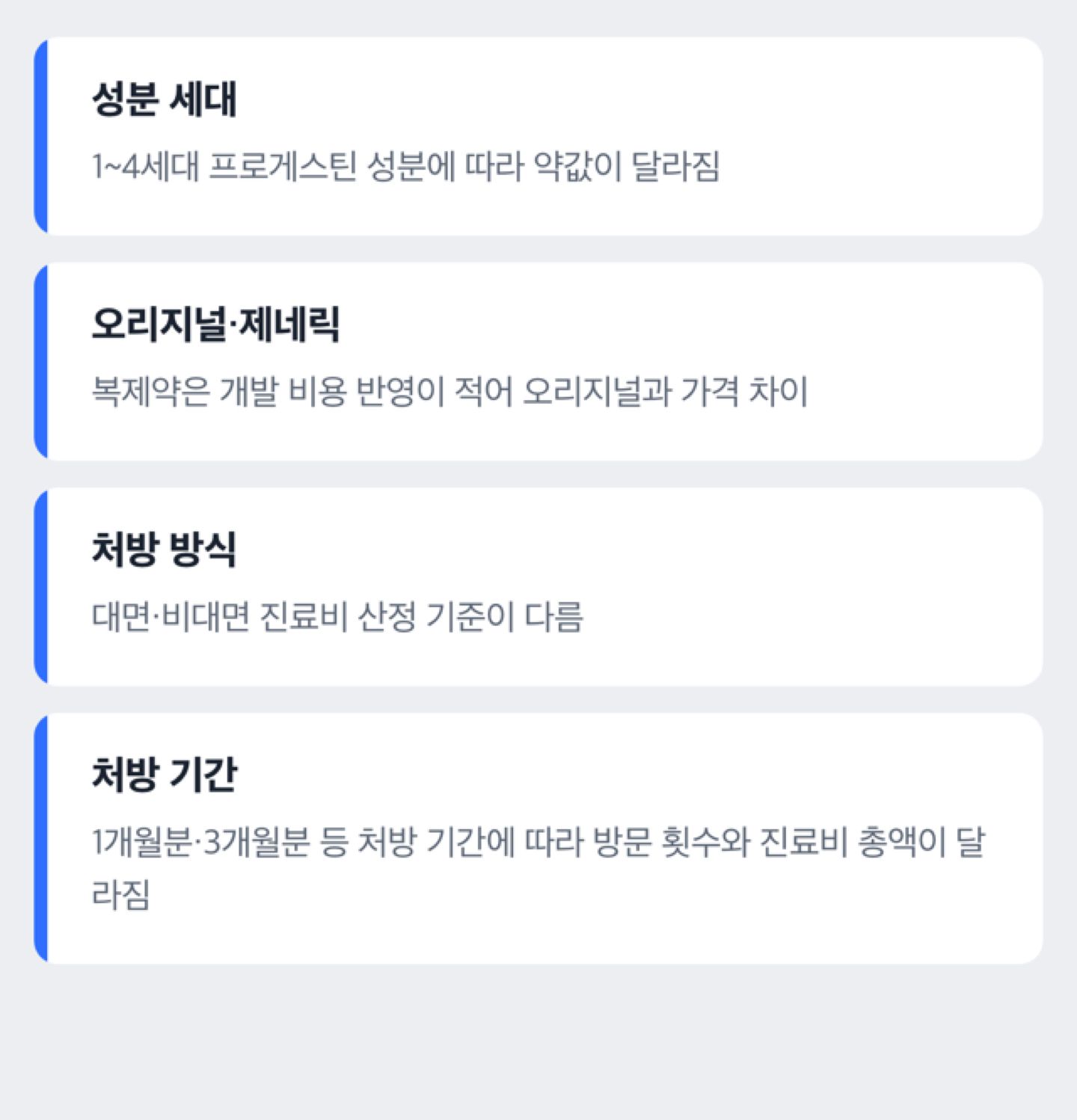 경구피임약 가격을 좌우하는 4가지 요인 도해