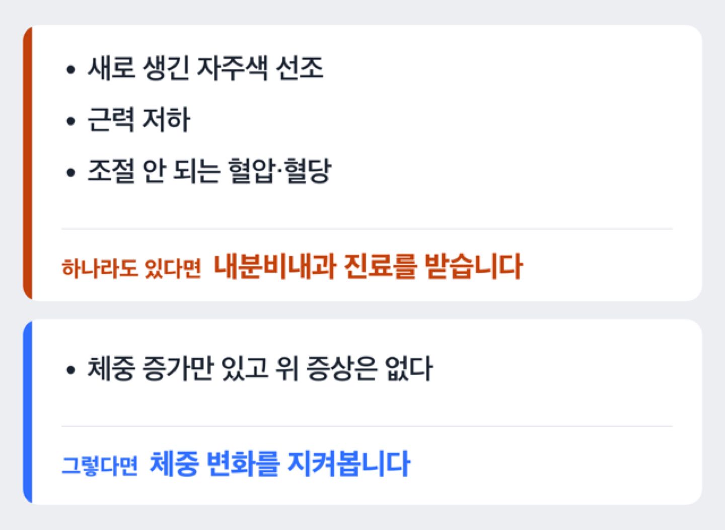 병원에 가야 하는 신호 판단 흐름도