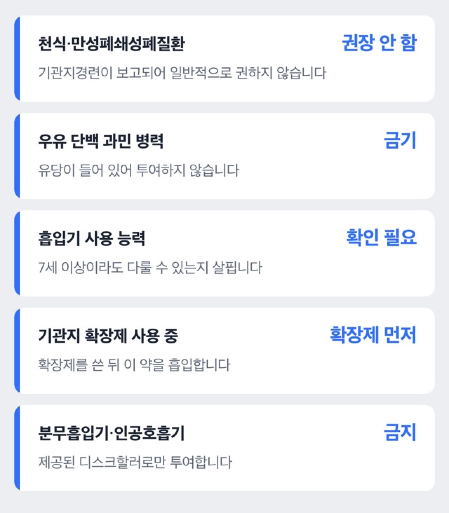 자나미비르를 쓰기 전 확인하는 항목을 정리한 도해